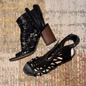 Charlotte Russe Black Cutout Heeled Sandals